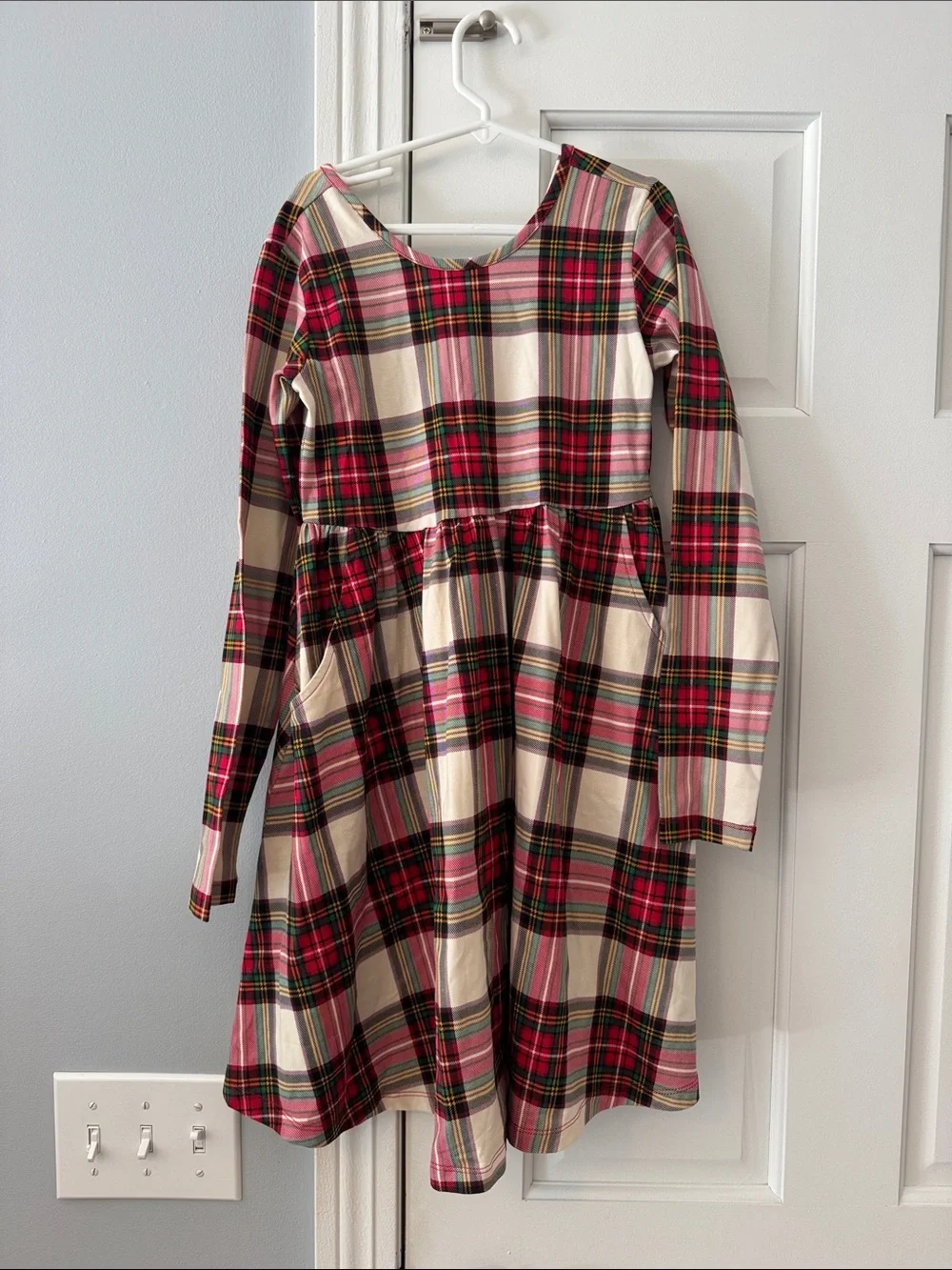 Hanna Andersson Red & Cream Plaid Long-Sleeve Dress